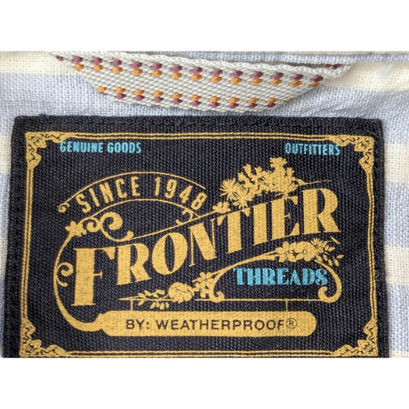 Frontier Threads by Weatherproof Mens XL Blue White Striped Cotton Shirt NWT - Picture 4 of 13